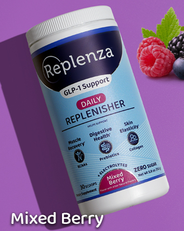Replenza Daily GLP-1 Nutritional Support Supplement, Essential Vitamins and Minerals, Support for Gut Health, Stress and Cellular Energy – 60 Tablets mixed berry