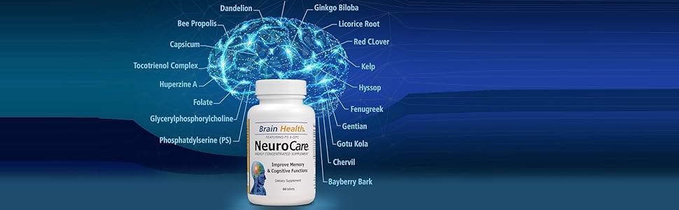 Neuro Care Nootropic Brain Health Supplement, Highly Concentrated Memory Booster Enhanced Mental Focus, Cognition, Memory, Concentration and Clarity, 100% Natural Dietary Supplement - 60 Tablets Neurocare piils, neurocare tablets, neurocare, neuro care, memory booster