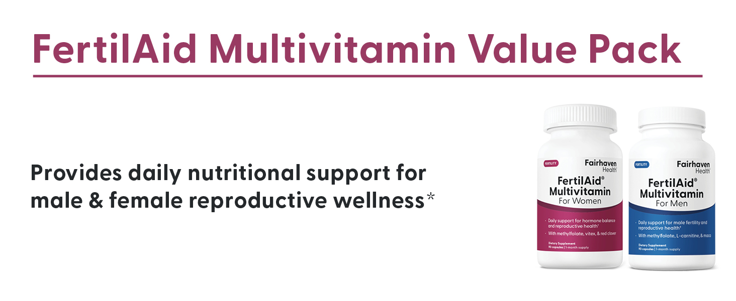 Fairhaven Health FertilAid for Men and Women Combo Fertility Supplements for Men and Women | Count and Motility Support Pre-Conception for Him | Prenatal Vitamin for Her with Vitex and Folate Fairhaven Health FertilAid for Men and FertilAid for Women Fertility Supplements
