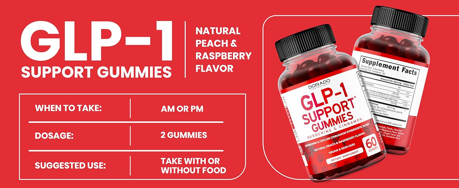 GLP-1 Supplement 14 in 1 Formula (GLP1 Supplement with Berberine, ACV, Chromium, Ceylon Cinnamon, Turmeric & More) Support Gut Health & Metabolism - Third Party Tested, Vegan Safe & USA Made DORADO NUTRITION