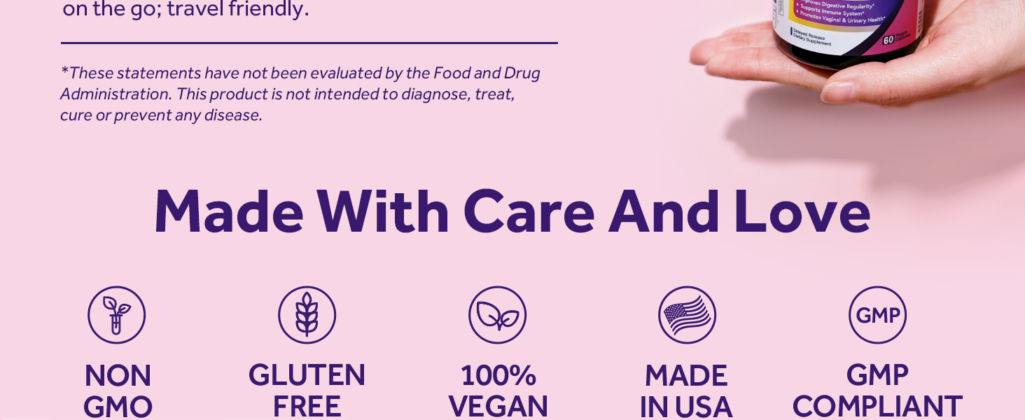 Doctor&amp;amp;#39;s Recipes Women&amp;amp;#39;s Probiotics is made in USA, non-gmo, gluten free, vegan.