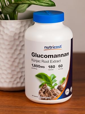 Nutricost Glucomannan 1,800mg Per Serving, 180 Capsules - Natural Fiber Source, Non-GMO, Gluten Free Glucomannan Konjac Root Extract 1800 mg per serving 60 servings 180 capsules non-gmo gluten-free