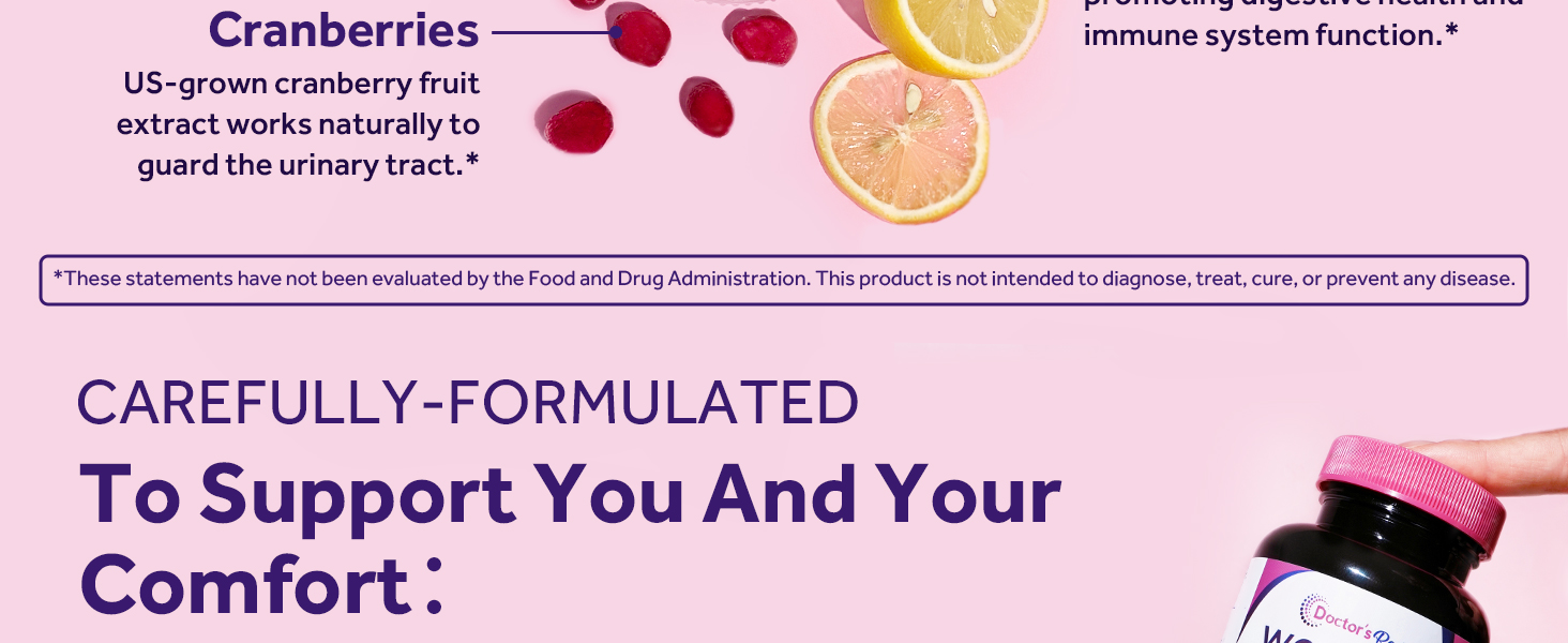 Doctor&amp;#39;s Recipes Probiotics for Women contains probiotics, prebiotics, organic cranberry extract.