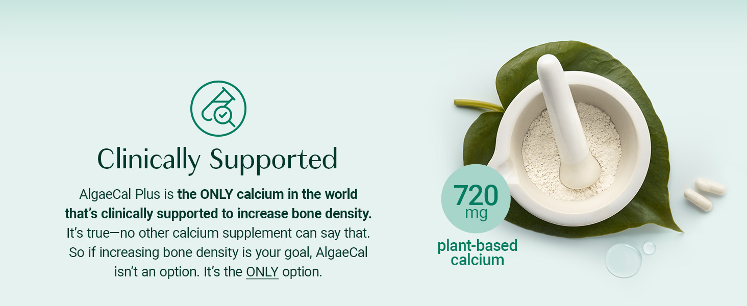 ALGAECAL Organic Red Algae Calcium Supplement for Bone Density, Vitamin K2 MK7 (100mg), Vitamin D3 (1600 IU), Magnesium (350mg) & Trace Minerals & Strength, Easy to Swallow, 120 Veggie Caps calcio para los huesos de mujer,algae calcium,algae cal plus,algea cal,algical,algacal,algae plus