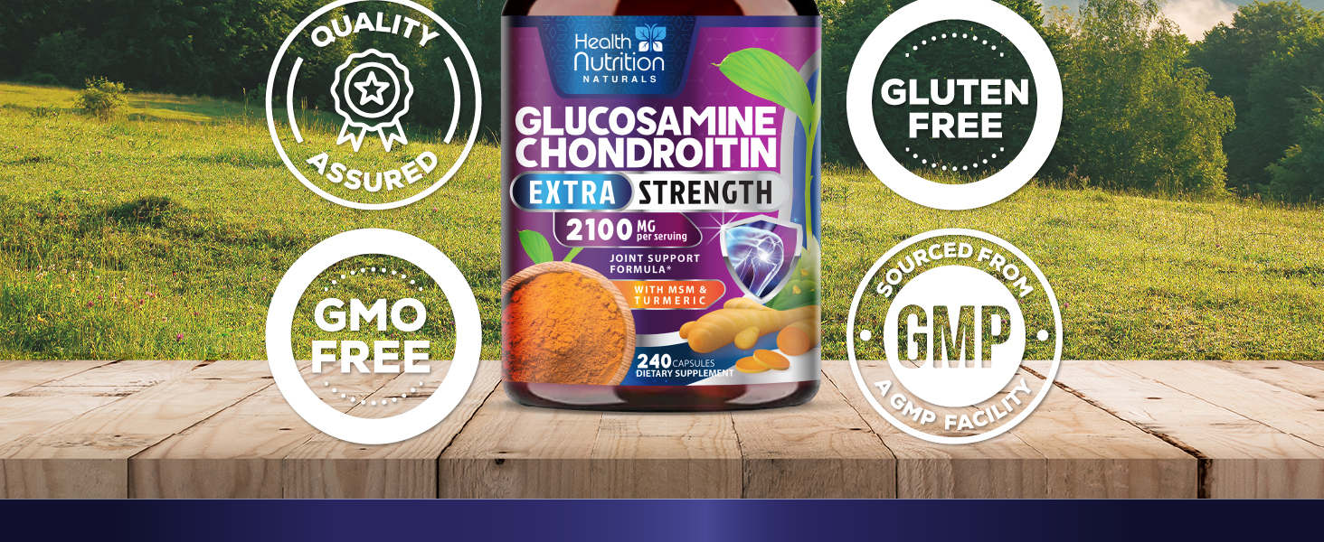Glucosamine Chondroitin MSM 2100mg - 3X Strength Joint Support Supplement with Glucosamine Sulfate, Turmeric, Boswellia, Quercetin for Cartilage, Flexibility & Mobility, Bottled in USA, 60 Capsules extra strength triple glucosimine glousamine cartilago vitamins gluco cosamin chondarantin cosamine