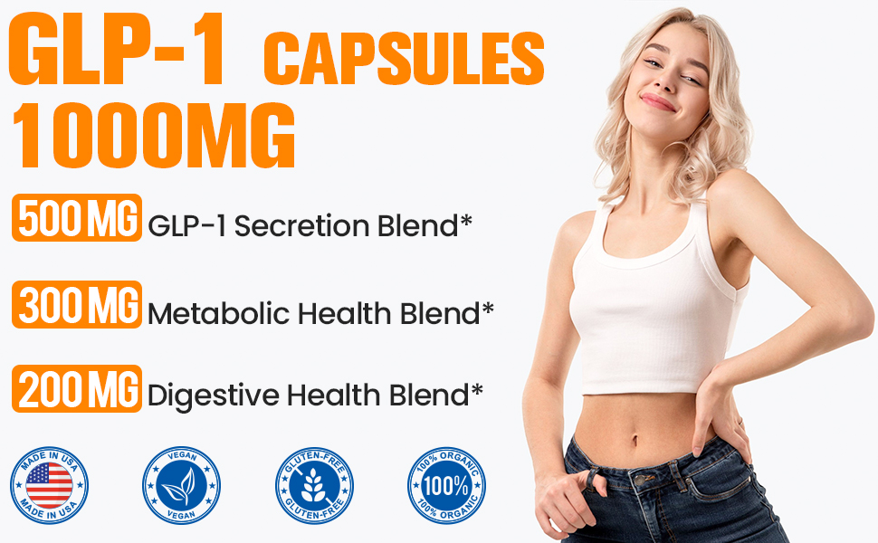 GLP-1 Supplement for Women, 3X Targeted Formula, Gentle on the Stomach, GLP-1 with Akkermansia Probiotic, Berberine HCI & Chicory Inulin, Natural GLP1 for Digestion & Gut Health - Vegan, 60 Capsules glp-1