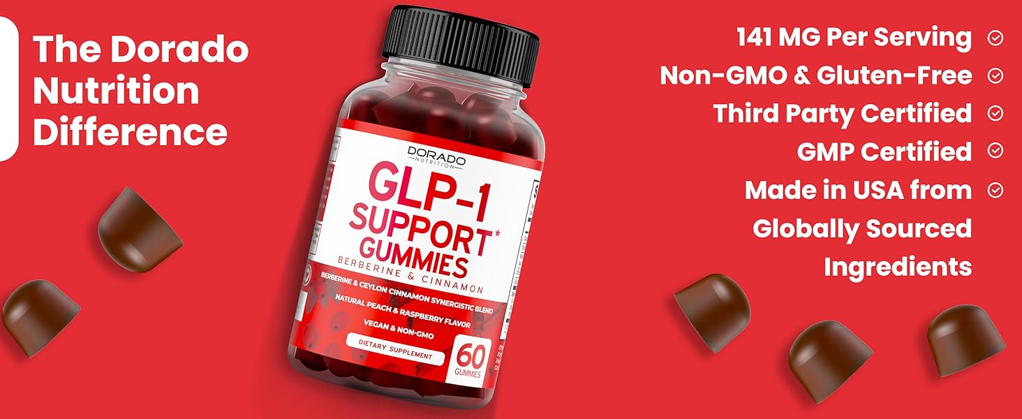 GLP-1 Supplement 14 in 1 Formula (GLP1 Supplement with Berberine, ACV, Chromium, Ceylon Cinnamon, Turmeric & More) Support Gut Health & Metabolism - Third Party Tested, Vegan Safe & USA Made DORADO NUTRITION