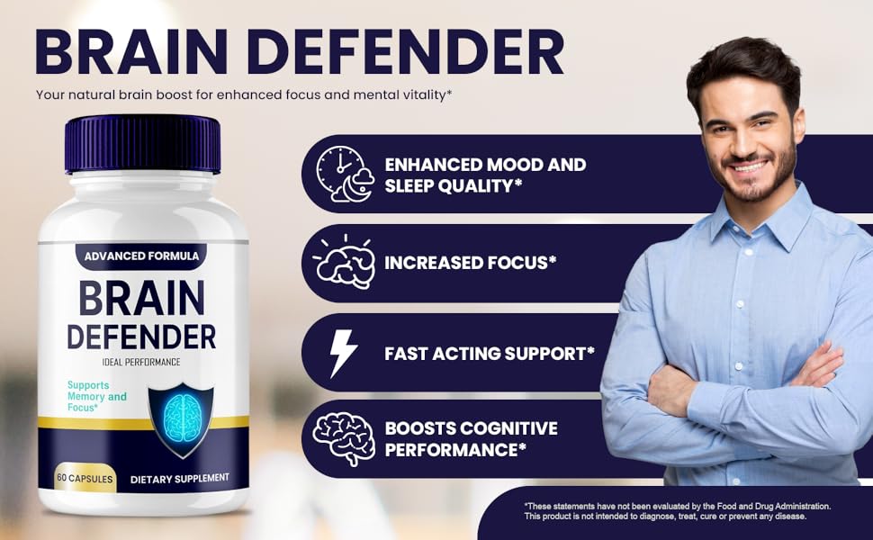 Brain Defender Supplement, Brain Defender Brain and Memory Support Pills, BrainDefender Capsules, Advanced Nootropic Pills for Brain Health Support, All Natural Cognitive Health Reviews (2 Pack) Brain Defender