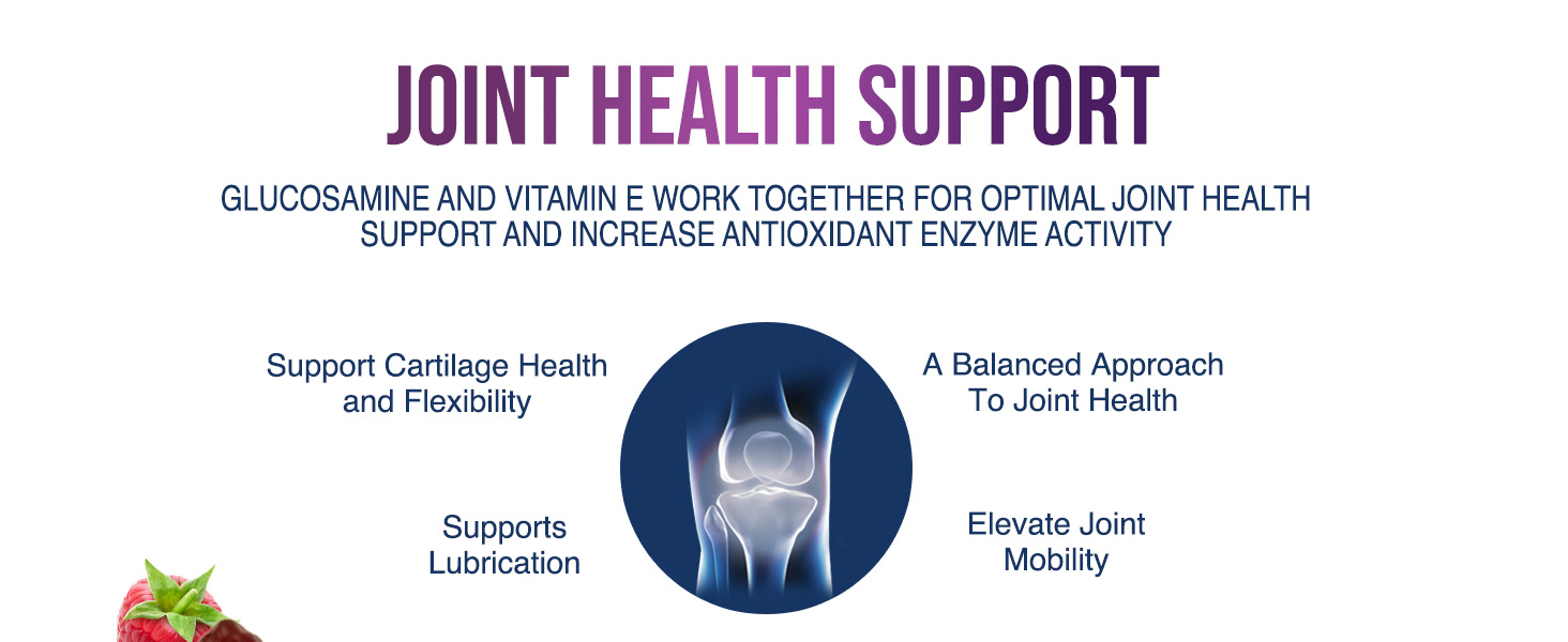 Joint Support Gummies - Extra Strength Glucosamine Gummy Supplement with Vitamin E - Natural Cartilage Joint Health & Flexibility Support, Best Support Glucosamine Chew for Men & Women - 60 Gummies chews chondroitin complex day extra strength for formula free glucosamina glucosamine