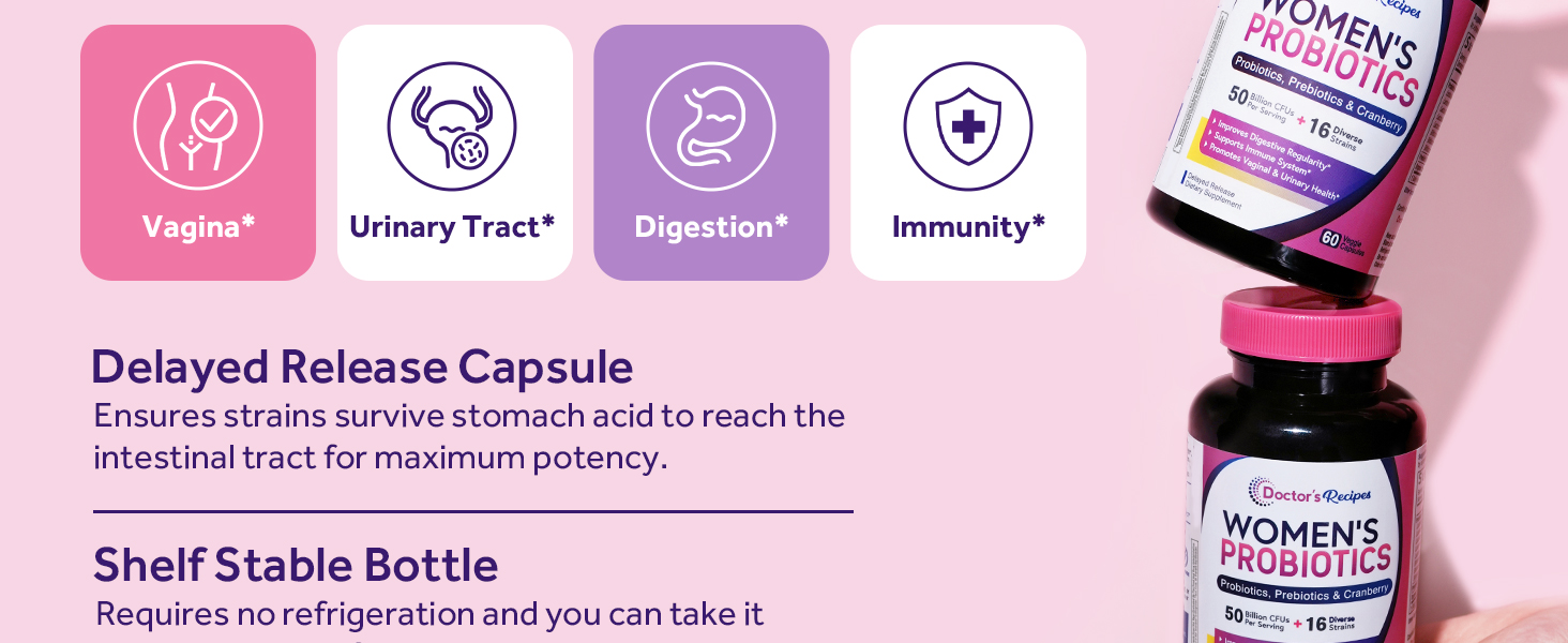 Doctor&amp;#39;s Recipes Probiotics for Women is delayed release and shelf stable, travel friendly.