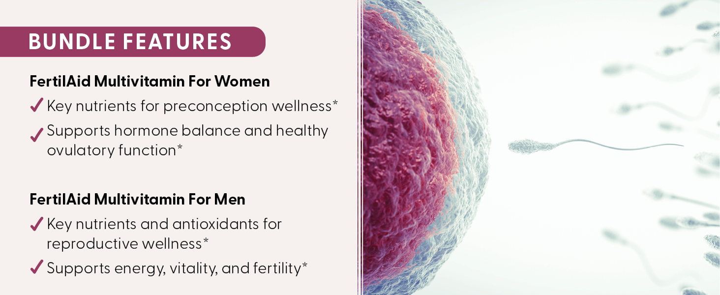 Fairhaven Health FertilAid for Men and Women Combo Fertility Supplements for Men and Women | Count and Motility Support Pre-Conception for Him | Prenatal Vitamin for Her with Vitex and Folate Fairhaven Health FertilAid for Men and FertilAid for Women Fertility Supplements