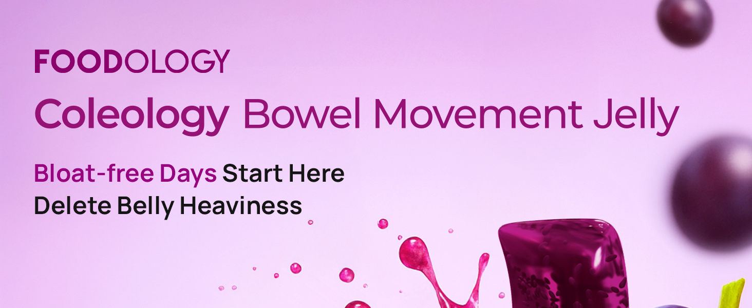 FOODOLOGY Coleology Bowel Movement Jelly – Fiber Supplement for Bloating Relief & Gut Cleanse - Grape & Prune - Garcinia Cambogia, Collagen, Chia Seeds - 10 Sticks Coleology Bowel Movement Jelly