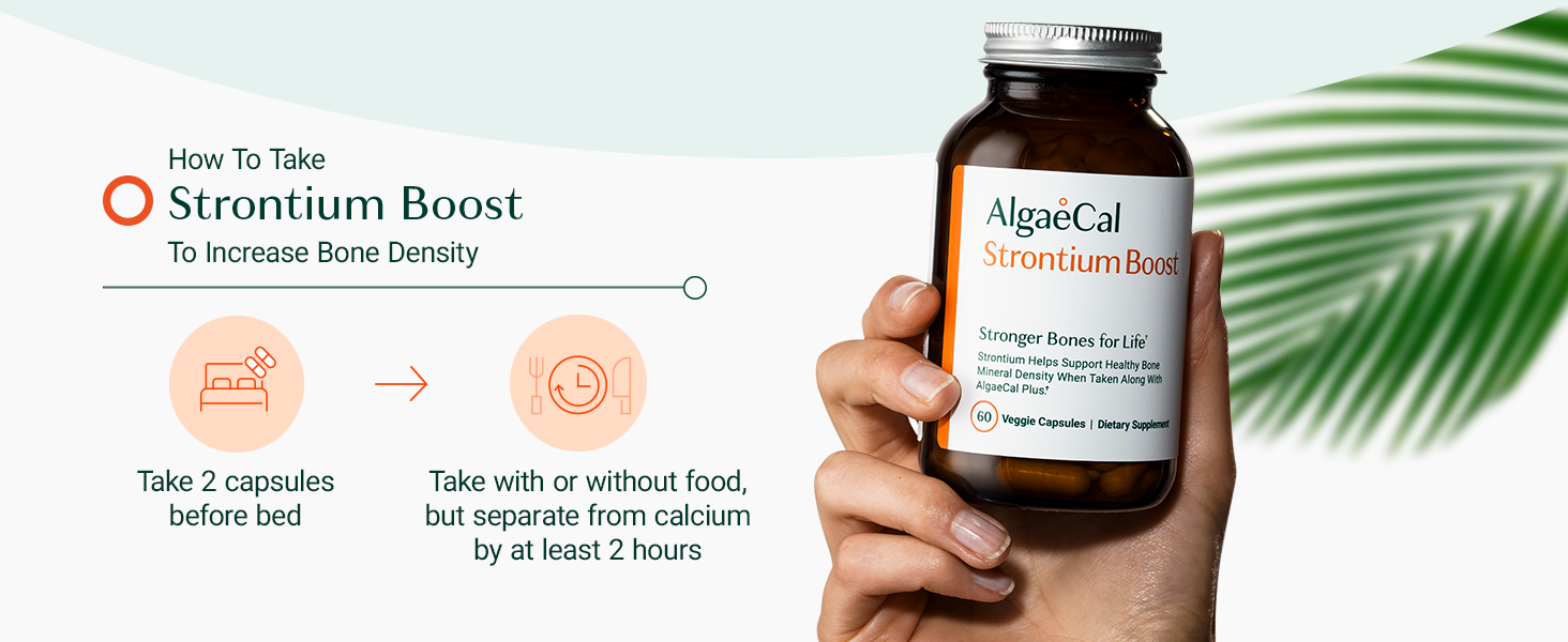 AlgaeCal - Strontium Boost, Natural Calcium Supplement for Bone Density Increase, Strontium Citrate 680 mg, Easy to Swallow for Bone Health & Bone Strength, Gluten-Free - 60 Veggie Caps- Made in USA algaecal,algaecal plus,bone strength supplements,algecal,algae cal strontium boost,algical,algacal