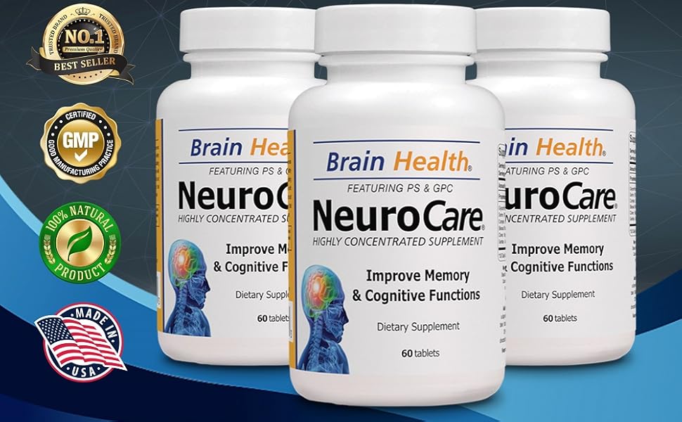 Neuro Care Nootropic Brain Health Supplement, Highly Concentrated Memory Booster Enhanced Mental Focus, Cognition, Memory, Concentration and Clarity, 100% Natural Dietary Supplement - 60 Tablets Neurocare piils, neurocare tablets, neurocare, neuro care, memory booster