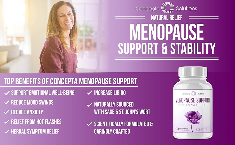 Menopause Support - Menopause Relief and Weight Management Support - for Hot Flashes, Night Sweats Relief and Energy - 120 Capsules - Made in USA menopause hormonal balance eg 1