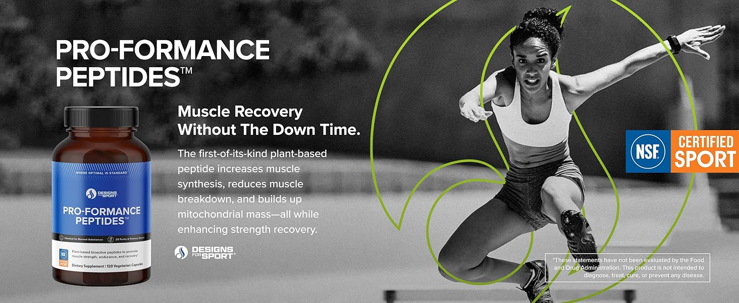 Designs for Sport Pro-Formance Peptides - Supports Muscle Growth & Recovery* - Athlete Formula to Support Peak Performance* - NSF Certified for Sport - 120 Vegetarian Capsules 1