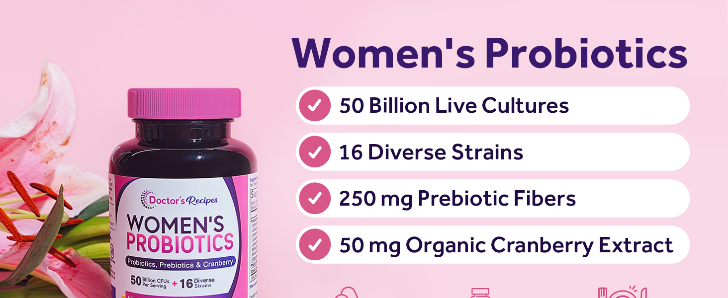 Doctor&amp;#39;s Recipes Womens Probiotics with 50 billion live cultures