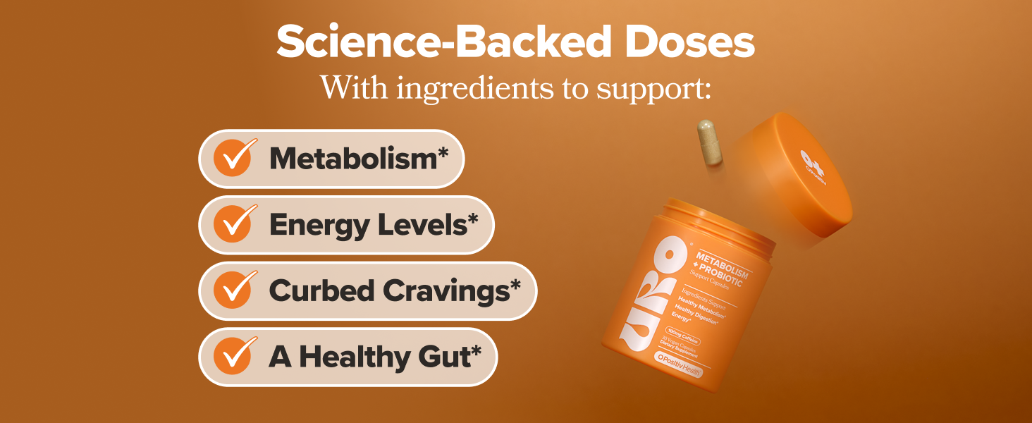 URO Metabolism + Probiotic Support Capsules – Metabolism, Gut Health & Sustained Energy – with Chromium Picolinate, Green Coffee Bean Extract & Targeted Probiotics – 1 Month Supply – 30 Servings URO Metabolism