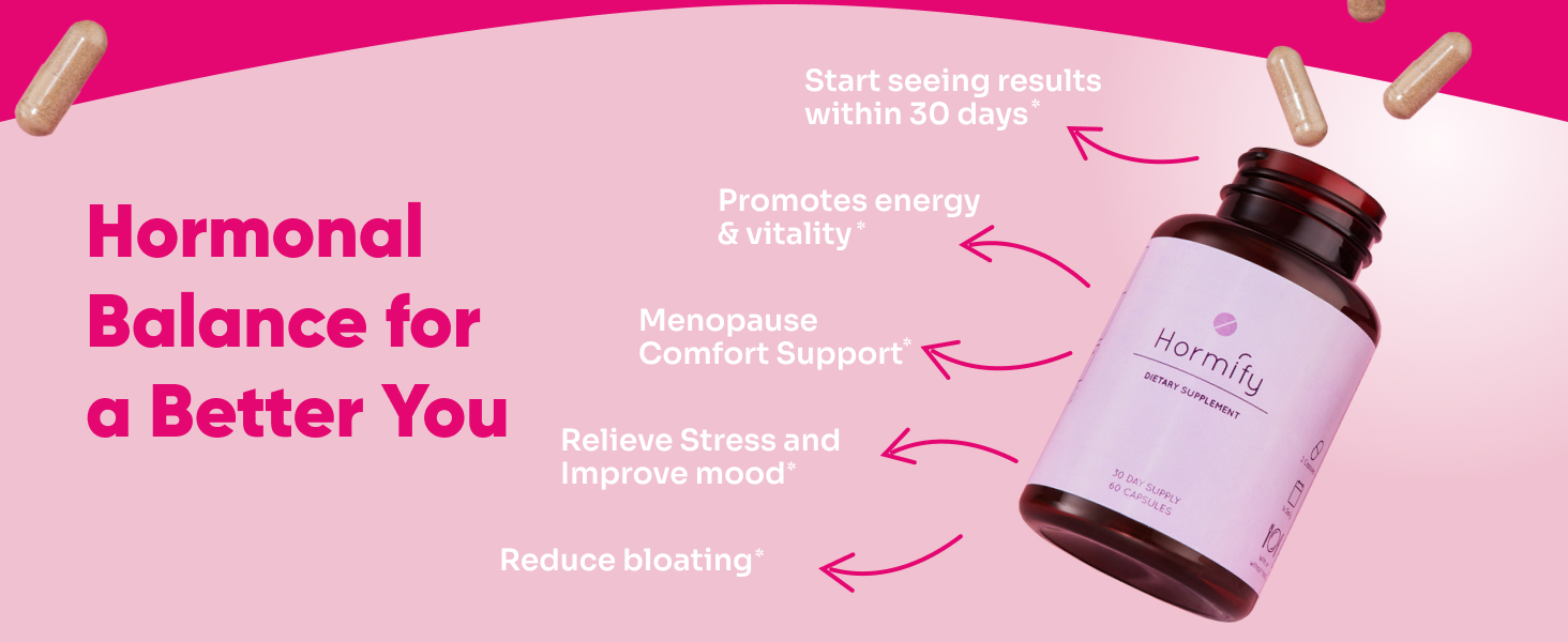Women's Hormone Balance Supplement - Natural Support for Hormonal Balance, Energy Boost, Mood Swings, Hot Flashes, Menopausal Balance - 60 Capsules Hormify