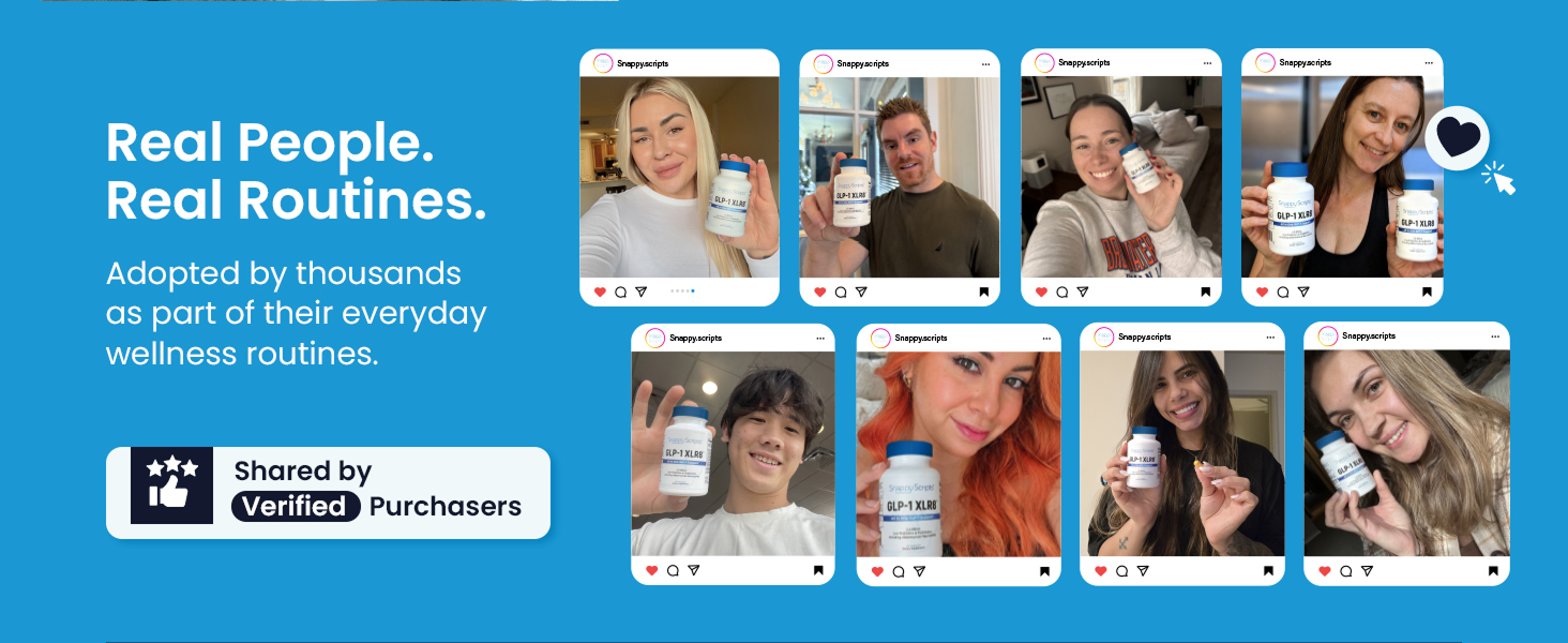 GLP-1 XLR8 Supplement for Weight Loss, Digestion, Constipation, Bloating Relief with Akkermansia 2.6 Billion AFU Live Prebiotic Probiotic Postbiotic Gut Health + Berberine for Women Men 120 Capsules Real People Real Results adopted by thousands as part of thier everyday wellness routines.