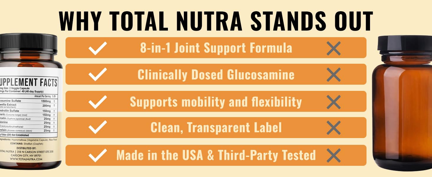 Glucosamine Chondroitin MSM Turmeric 2100mg – Joint Complete Capsules, Advanced Strength Joint Support Supplement for Adults Hands Back Knee Mobility – Bone & Joint Health Supplements for Men & Women edicated to quality, our GMP-certified joint compound supplement delivers the best support