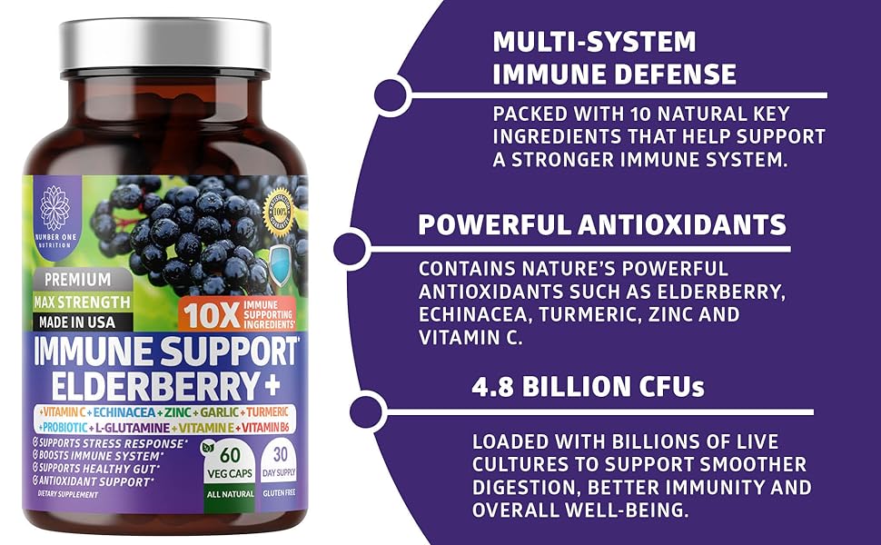 elderberry capsules immunity vitamins for adults