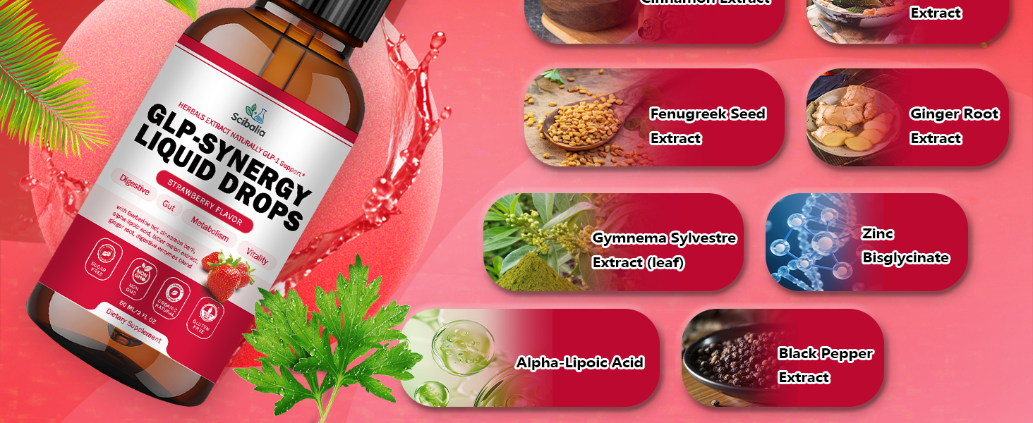 GLP-1 Supplement Drops for Men & Women, Natural 12-in-1 GLP 1 Boost w. Berberine HCI Digestive Enzyme for Appetite Craving Metabolism & Digestive, GLP-1 Daily Oral Liquid More Potency glp-1 supplement