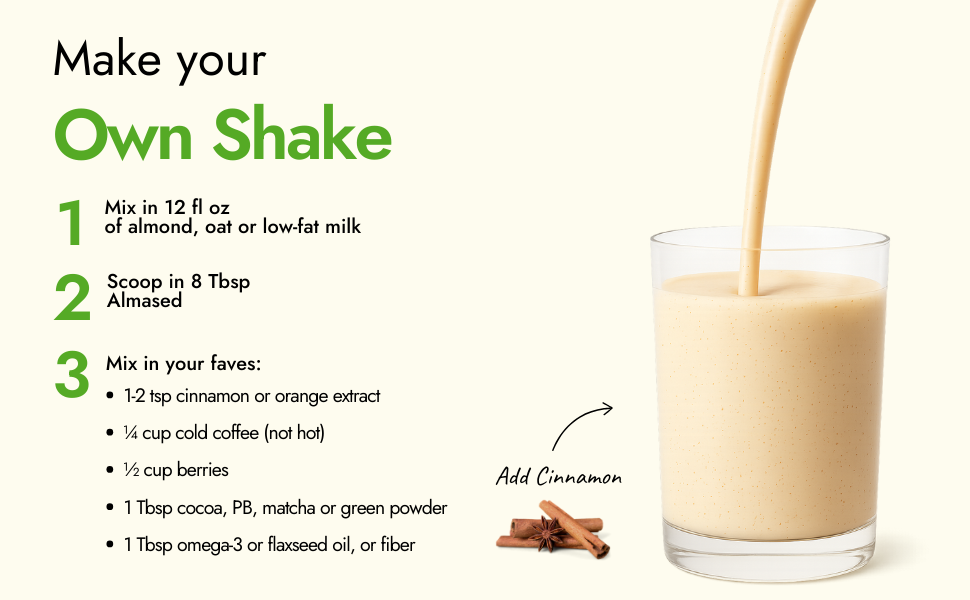 Almased Vanilla Meal Replacement Shake - Low-Glycemic High Plant Base Protein Powder- Nutritional Weight Health Support Supplement - Vanilla Flavor - 17.6 oz (1.1 Pound (1 Pack)) instructions to making your own shake