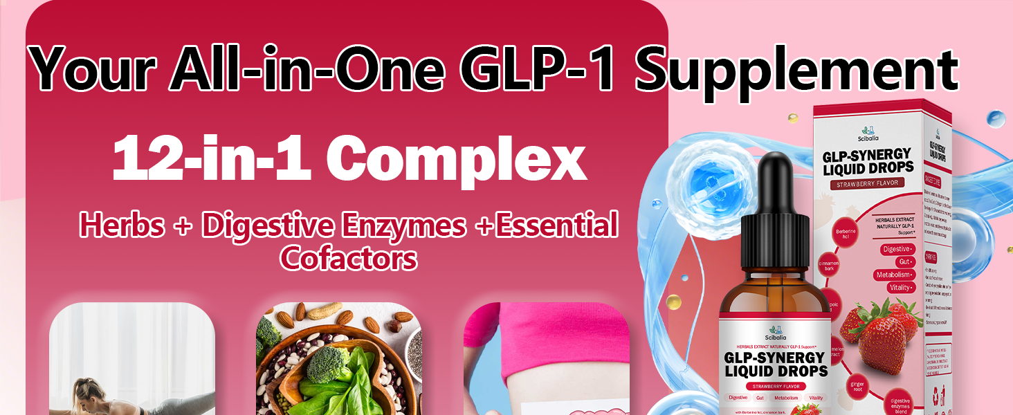 GLP-1 Supplement Drops for Men & Women, Natural 12-in-1 GLP 1 Boost w. Berberine HCI Digestive Enzyme for Appetite Craving Metabolism & Digestive, GLP-1 Daily Oral Liquid More Potency GLP LIQUID