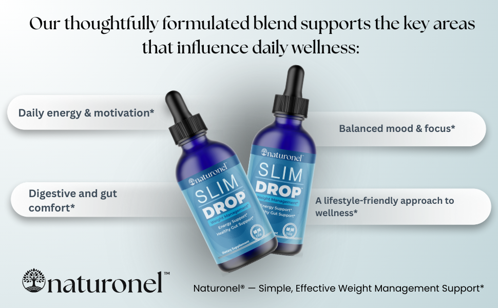 Slim Drop – Best Natural Drops for Men and Women | L-Arginine, L-Glutamine & L-Tryptophan Amino Blend | Liquid Formula with Herbal Extracts for Wellness | Non-GMO | Made in USA, GMP Certified (1) Slim Drop