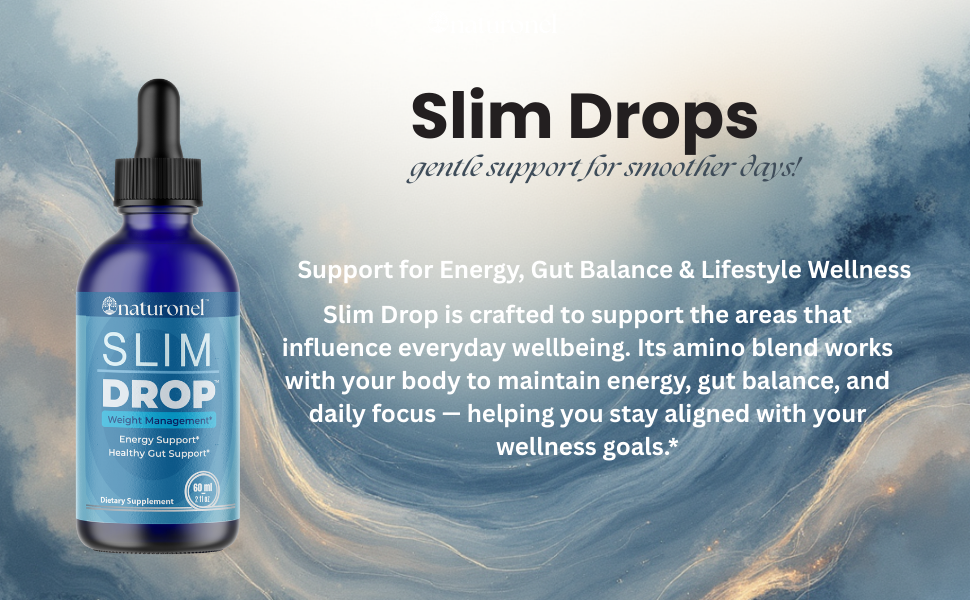 Slim Drop – Best Natural Drops for Men and Women | L-Arginine, L-Glutamine & L-Tryptophan Amino Blend | Liquid Formula with Herbal Extracts for Wellness | Non-GMO | Made in USA, GMP Certified (1) Slim Drop