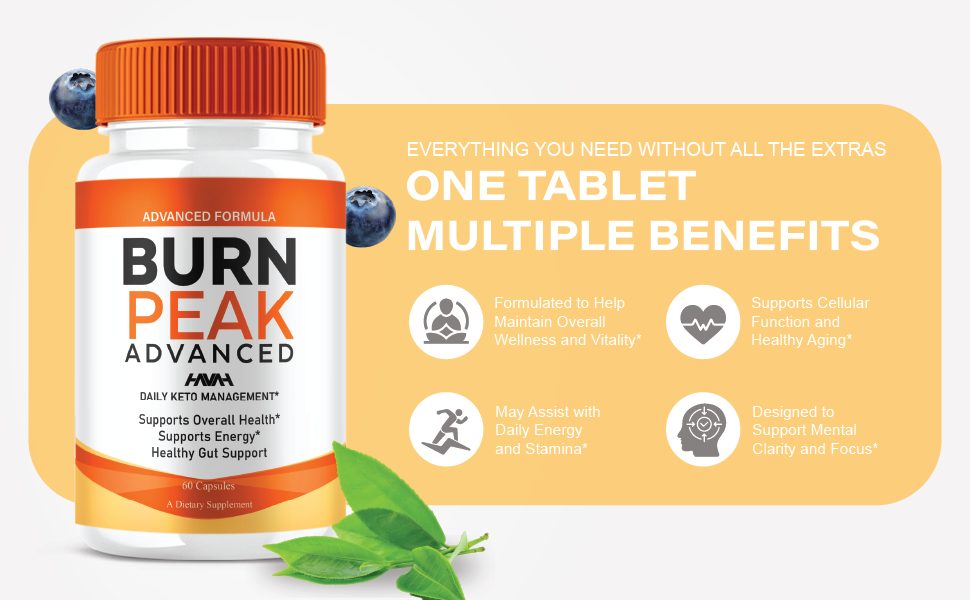Burn Peak Advanced Health Management Support BurnPeak Pills, Burn Peak Maximum Strength Overall Health & Wellness Support Supplement, BurnPeak Premium Health Support Capsules (60 Capsules) Burn Peak Advanced Capsules