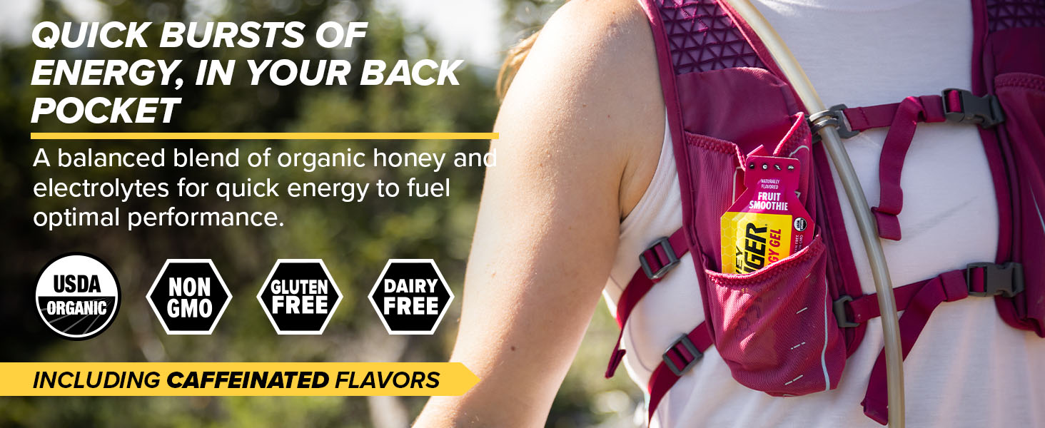 Honey Stinger Organic Fruit Smoothie Energy Gel, Gluten Free & Caffeine Free, for Exercise, Running and Performance, Sports Nutrition for Home & Gym, Pre and Mid Workout, 12 Pack, 13.2 Ounce Honey Stinger