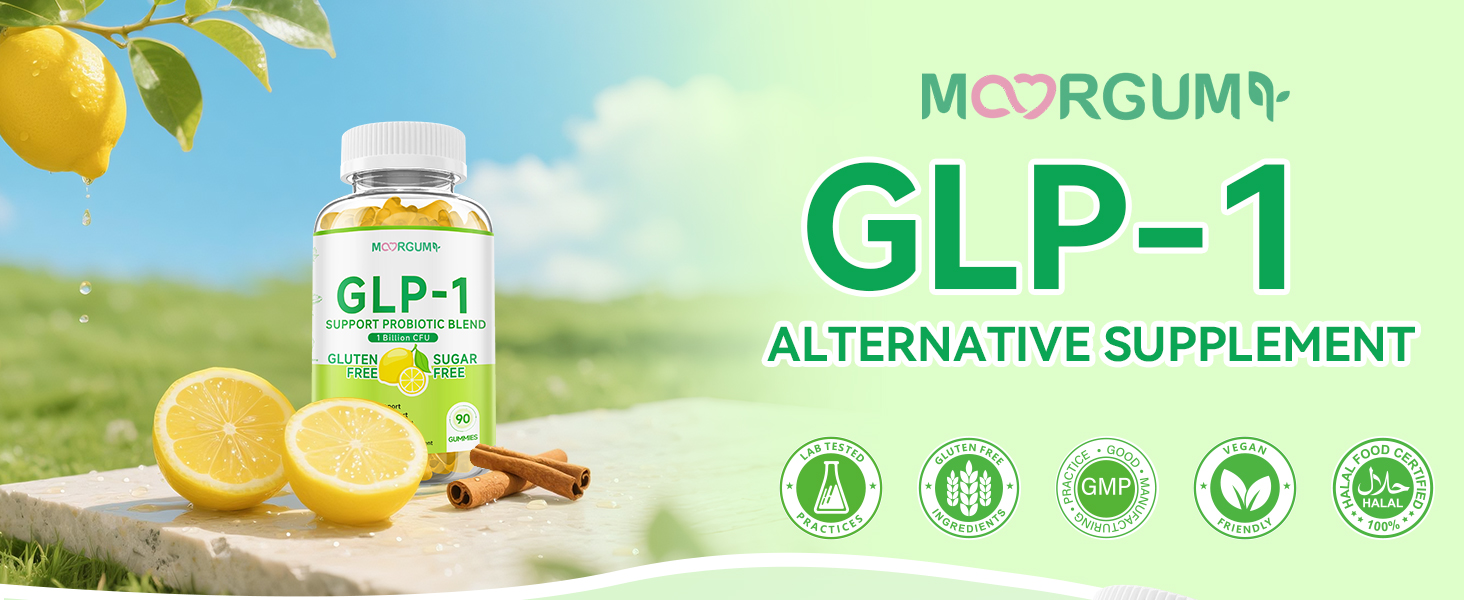 GLP-1 Support Probiotic Blend Gummies 90 Count, with Berberine, Cinnamon, Zinc, Inulin, 1 Billion CFU, 5 Probiotic Strains-1500mg Glp1 Support Blend Supplements, Gut Health, Digestive Wellness, Lemon glp 1 supplement