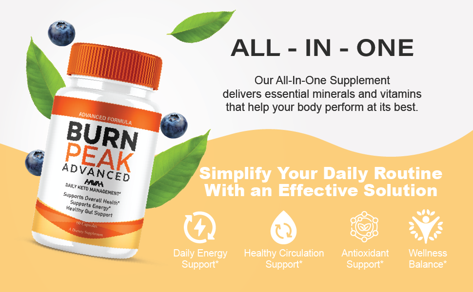Burn Peak Advanced Health Management Support BurnPeak Pills, Burn Peak Maximum Strength Overall Health & Wellness Support Supplement, BurnPeak Premium Health Support Capsules (60 Capsules) Burn Peak Advanced Capsules