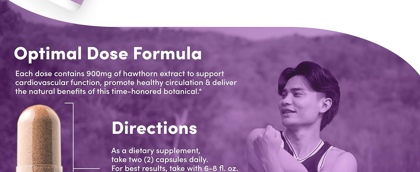 Vital Peak® Hawthorn Peak 900 mg - Supports Heart & Cardiovascular Health - Hawthorn Berry Leaf Extract Supplement - Promotes Overall Wellness - Vegan, Gluten Free, Dairy Free, Non-GMO - 60 Capsules cardiovascular support heart health circulation wellness botanical plant based herbal