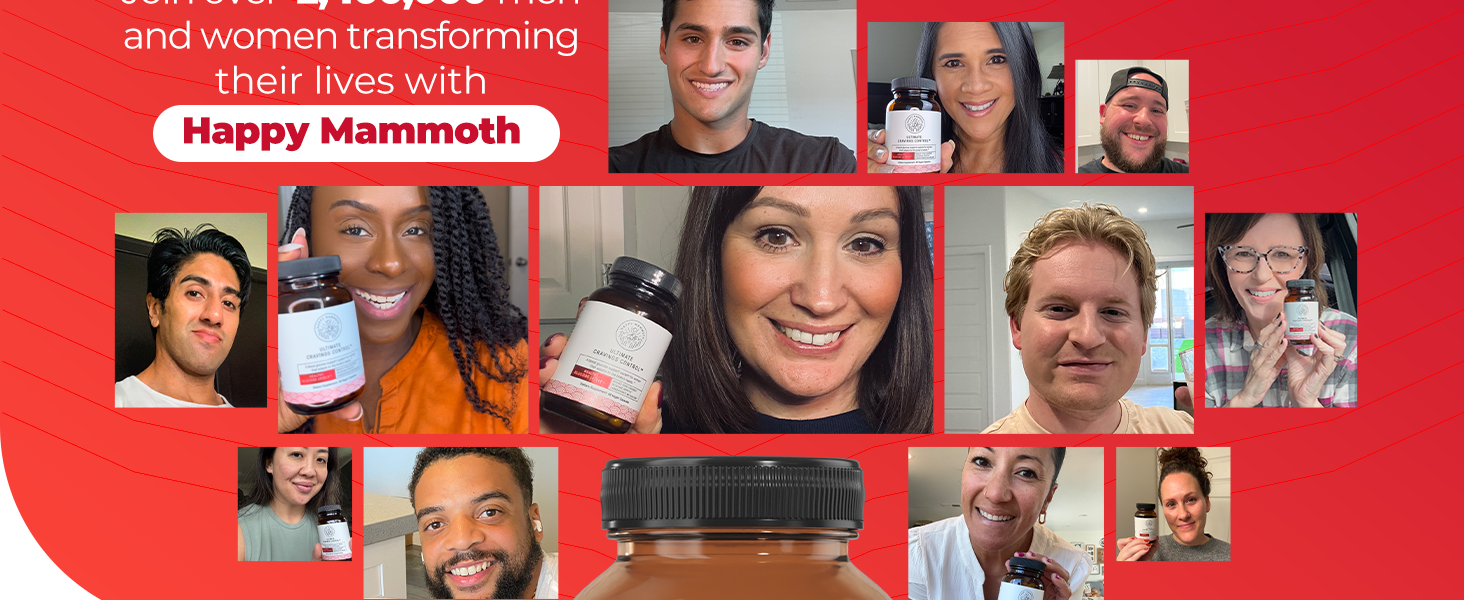 Happy Mammoth Ultimate Cravings Control – Sugar & Carb Cravings Support, Chromium, Natural Appetite Management & Metabolism Supplement for Adults, Non-GMO, No Gluten, Dairy, Soy or Sugar, 48 Capsules UCC