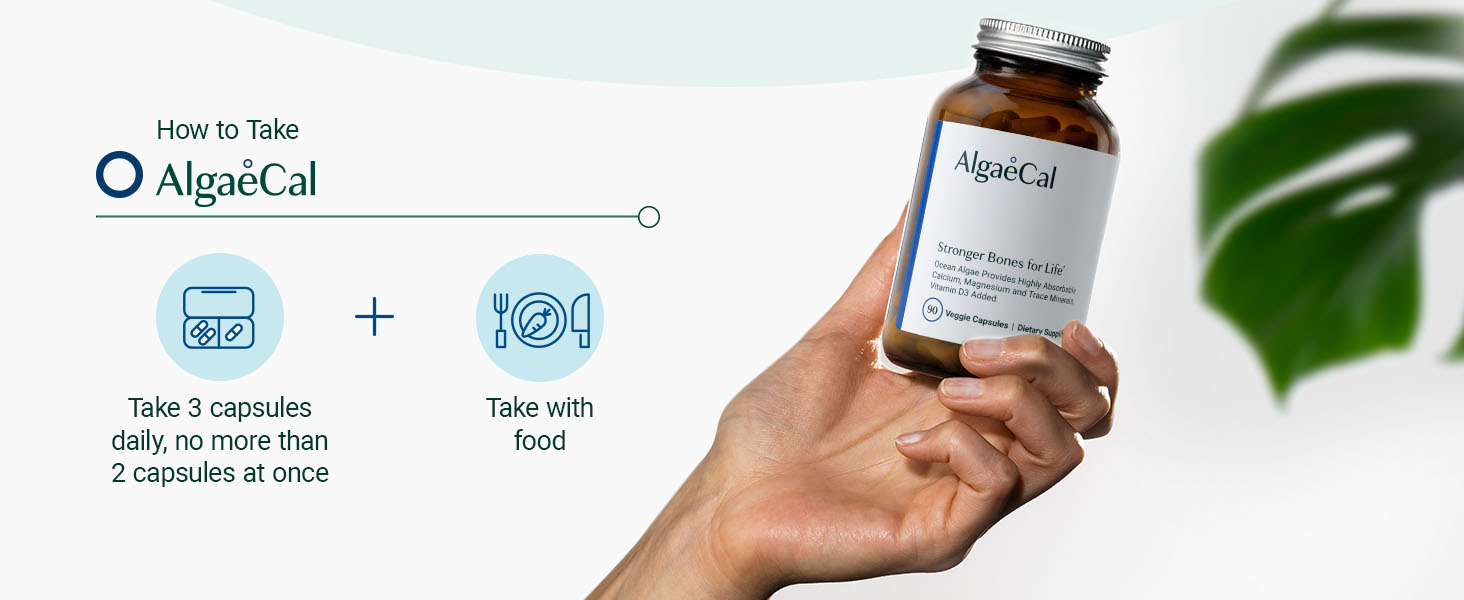 ALGAECAL- Plant Based Calcium Supplement with Vitamin D3 (1000 IU) for Bone Strength, Contains 13 Minerals Supporting Bone Health, Organic Calcium (750 mg) for Women & Men, 90 Veggie Caps, Made in USA calcium supplements for women,calcio para los huesos de mujer,algecal,algeacal,algical,algacal,algea