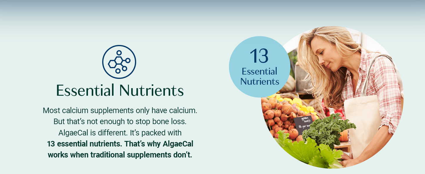 ALGAECAL- Plant Based Calcium Supplement with Vitamin D3 (1000 IU) for Bone Strength, Contains 13 Minerals Supporting Bone Health, Organic Calcium (750 mg) for Women & Men, 90 Veggie Caps, Made in USA calcium supplements for women,calcio para los huesos de mujer,algecal,algeacal,algical,algacal,algea