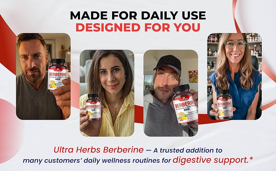 Ultra Herbs Premium Berberine with Cinnamon, Milk Thistle - Promotes Liver Function, Gut Health, Immunity (150 Count (Pack of 1)) ultra herbs berberine supplement