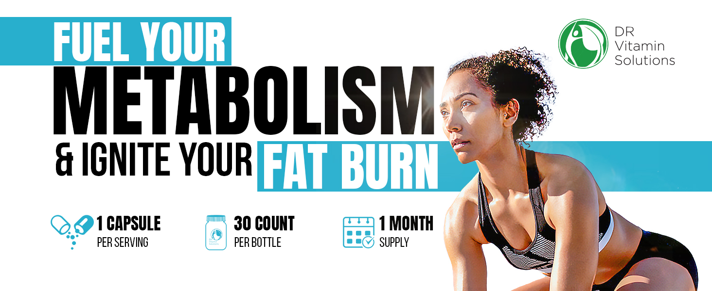DR VITAMIN SOLUTIONS Fat Burner with GLP‑1 Support – Raspberry Ketones, Green Tea & Kelp – Metabolism & Appetite Support for Women & Men – 30 Capsules Dr Vitamin Fat Burner Rasberry