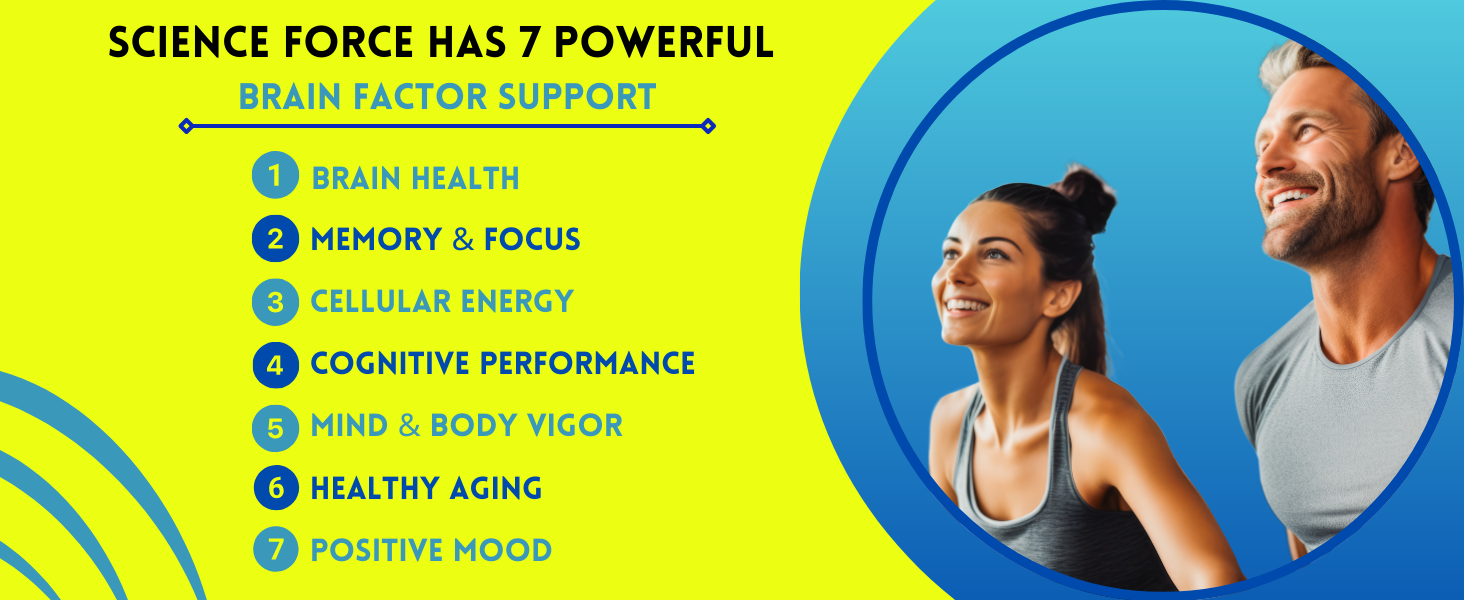 Brain Supplements for Memory & Focus - Nootropic Brain Health - Cognitive Performance, Clarity, Energy, Mental Vigor, Shilajit - Alpha Choline, Lion's Mane, Bacopa, 18 Premium Ingredients MEMORY FOCYS CELLULAR ENERGY SCIENCE FORCE HEALTHY AGING BRAIN