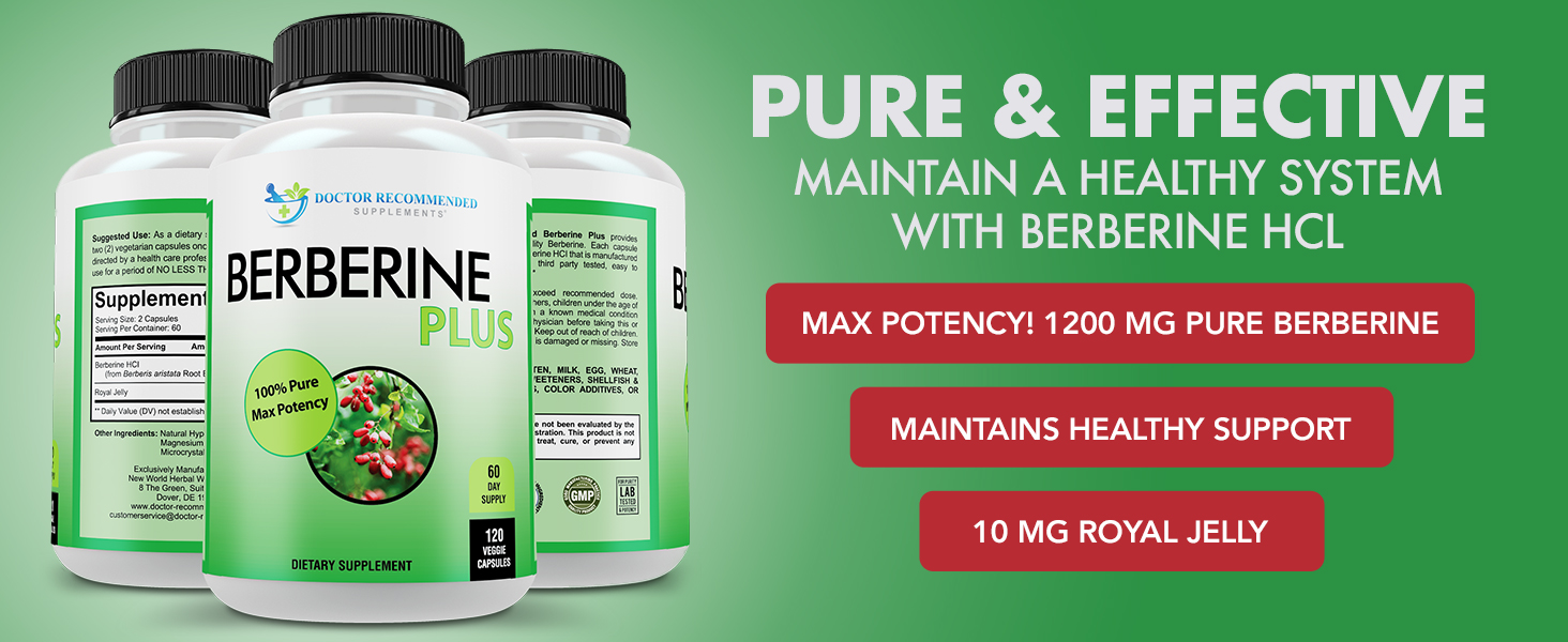DOCTOR RECOMMENDED SUPPLEMENTS Berberine Plus 1200mg Per Serving - 120 Veggie Capsules with Royal Jelly berberine plus