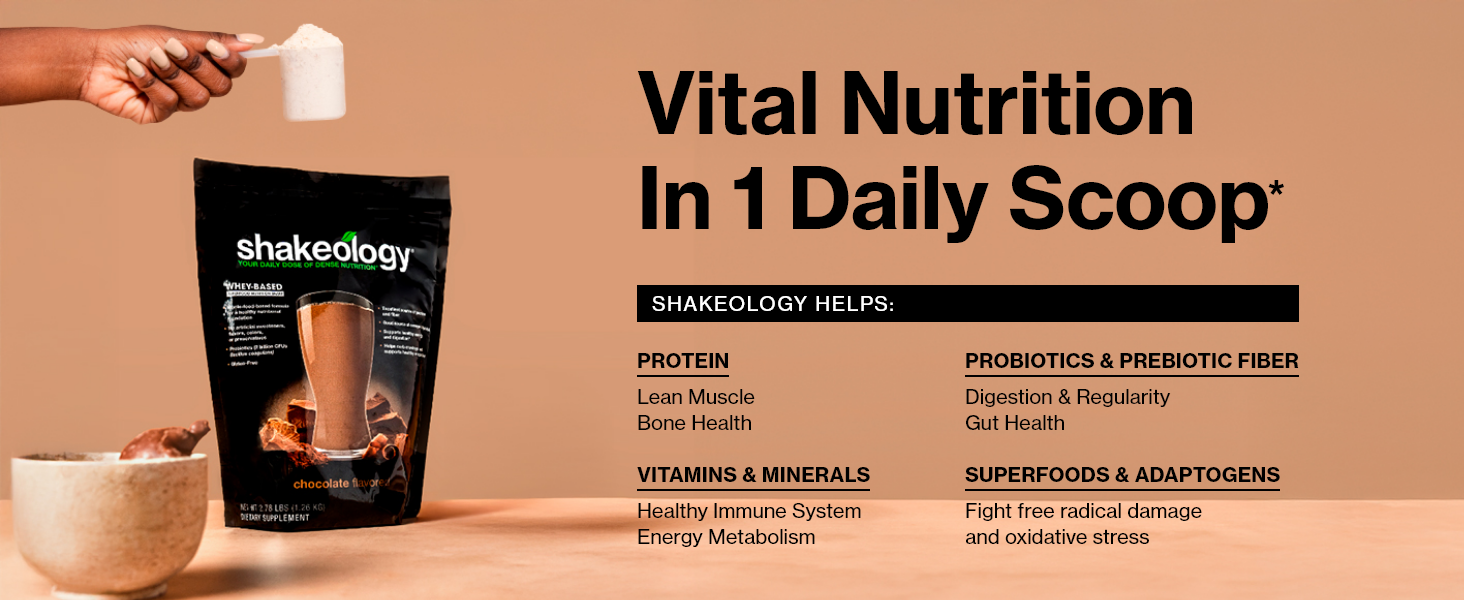 Shakeology Whey Protein Powder Blend - Gluten Free, Superfood Protein Shake with Vitamins and Minerals - Helps Support Healthy Weight Loss, Lean Muscle Support, Gut Health - Chocolate, 30 Servings Vital Nutrition