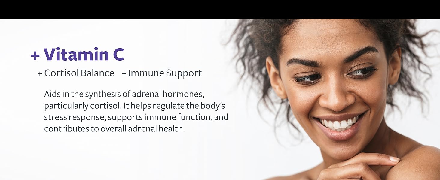 Adrenal System Support & Cortisol Manager (2 Month Supply) Powerful Ashwagandha & L-Tyrosine Fatigue Supplement - Maintain Balanced Cortisol Levels, Health, & Stress Relief - Non-GMO - 60 Capsules vitamin c adrenal system