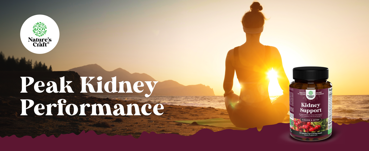 Advanced Kidney Support Supplement - Kidney Cleanse Detox & Repair Cranberry Extract Capsules with Uva Ursi, Stinging Nettle & Astragalus for Kidney Health - Urinary Tract Health - 60 Count Kidney Support 60ct