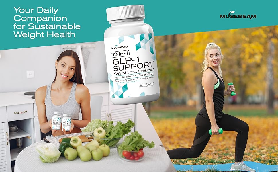 Probiotic Weight Loss Support Supplement - Natural GLP1 Support Appetite Suppressant Metabolism Booster with Berberine for Women Men - GLP1 Support Helps Control Hunger Cravings & Fat Burn Before and After GLP-1 Support Results - Weight Loss Supplement with Plant Extracts