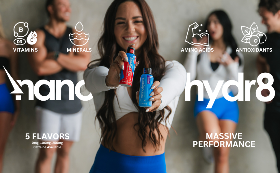 Nanohydr8 Workout Energy Drink with Nanotechnology for Fast Hydration and Electrolyte Recovery, 4 Ounce Shooter, Dragon Fruit Extreme 12 Pack nano features caffeine free amino acids minerals vitamins