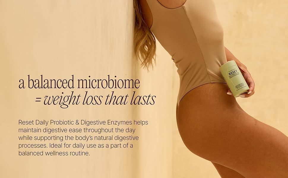 Reset Daily Probiotic + Prebiotic Plant Digestive Enzymes – Advanced Gut Reset for Women – Bloating Relief, Weight Management, Digestion, Gut Health – Vegan, Shelf-Stable – 60 Capsules (30-Day Supply) Paulina Fitness Probiotic Module 2