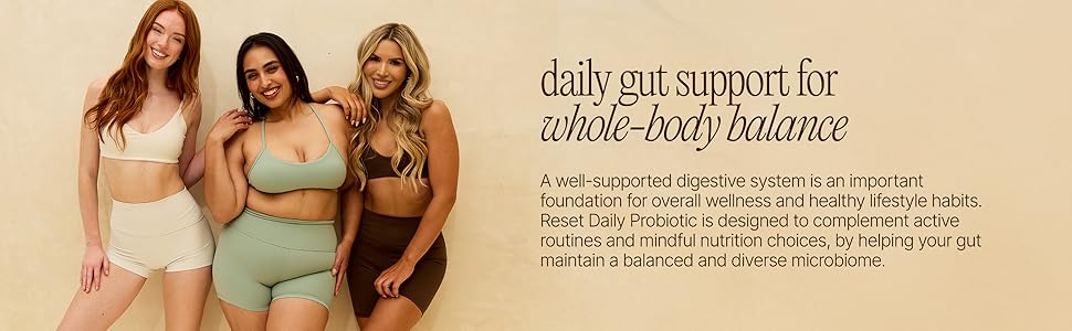 Reset Daily Probiotic + Prebiotic Plant Digestive Enzymes – Advanced Gut Reset for Women – Bloating Relief, Weight Management, Digestion, Gut Health – Vegan, Shelf-Stable – 60 Capsules (30-Day Supply) Paulina Fitness Probiotic Module 4